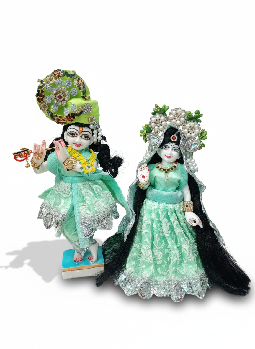 krishna dress design Celebrate the magic of Janmashtami with this heavenly handcrafted outfit that brings stories of Krishna and Radha to life. Featuring adorable embroidered illustrations of baby Krishna playing his flute, Radha's joyful
