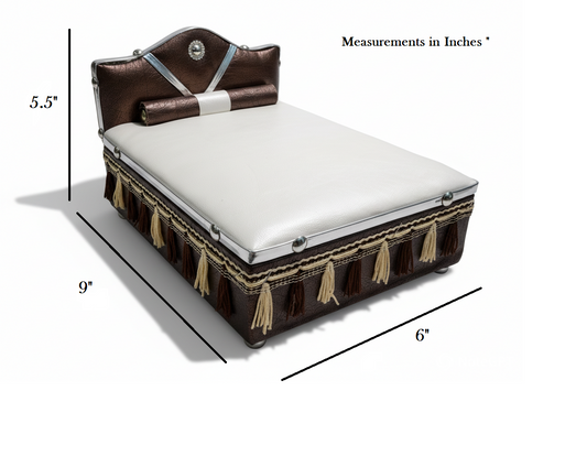 Measurement chart of a bed with dimensions labeled in inches on a white background