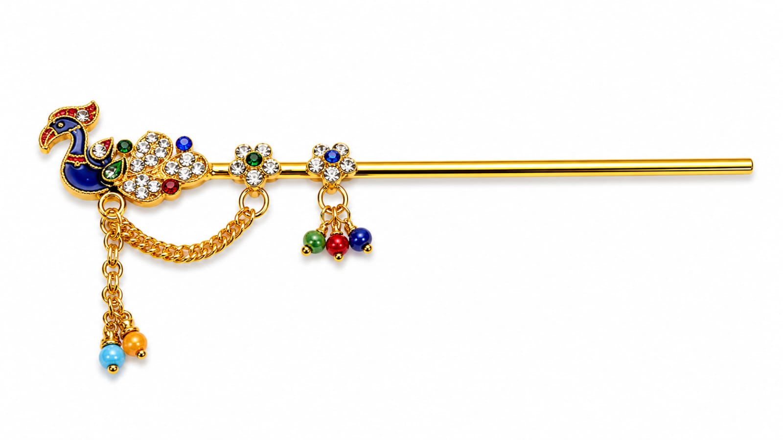 Mor Design Bansuri 5 Inch for Laddu Gopal, Kanha Ji Shringar (Peacock Design Flute)