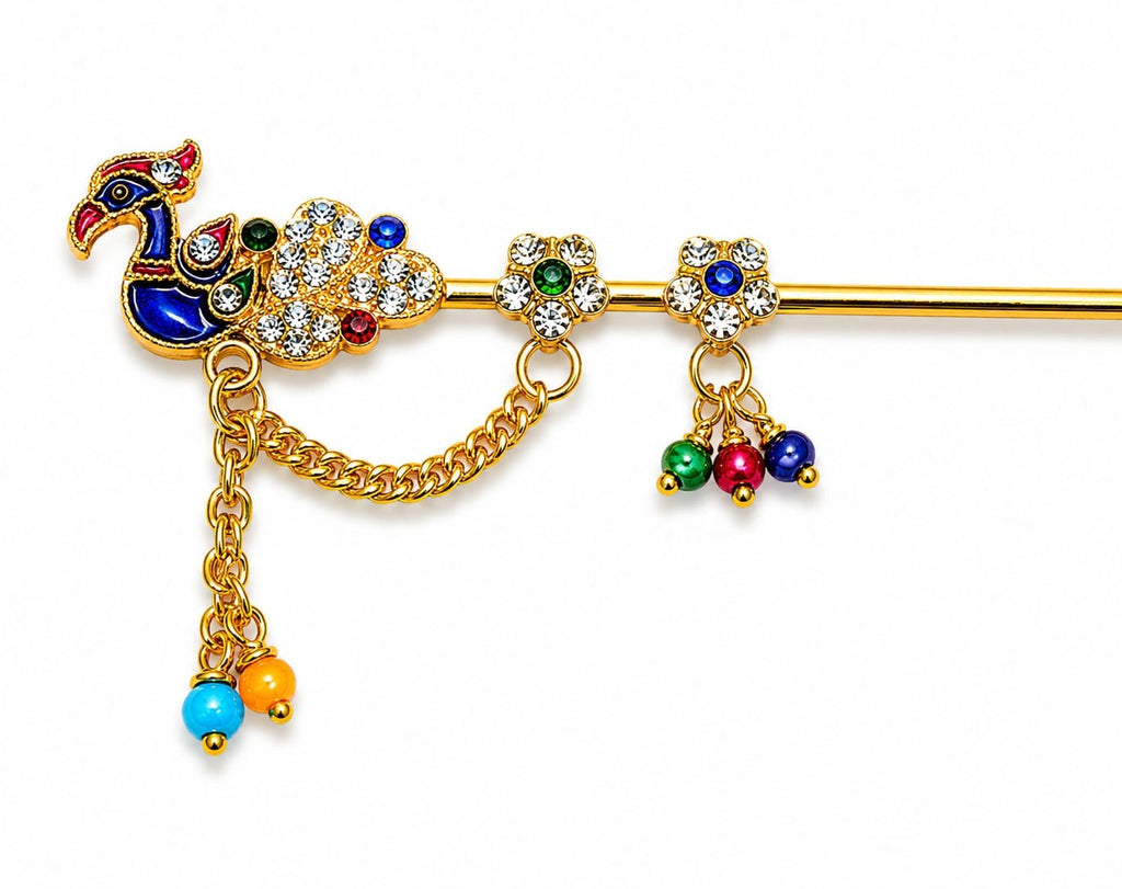 Mor Design Bansuri 5 Inch for Laddu Gopal, Kanha Ji Shringar (Peacock Design Flute)