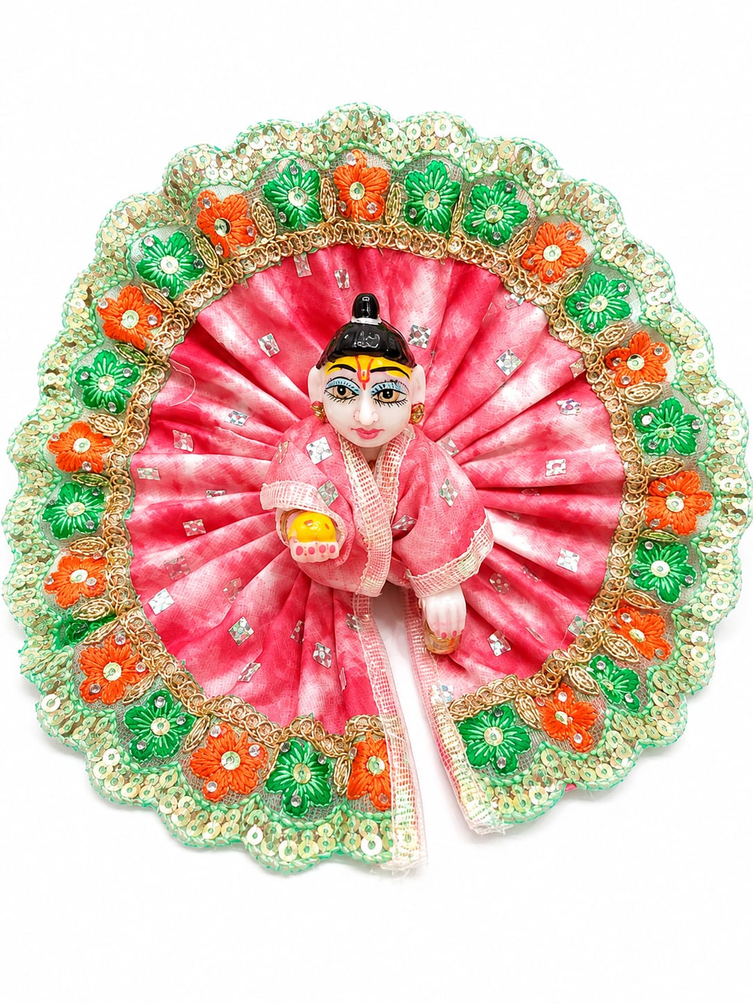 Laddu Gopal Dress Size 4 Number Green and Red Color