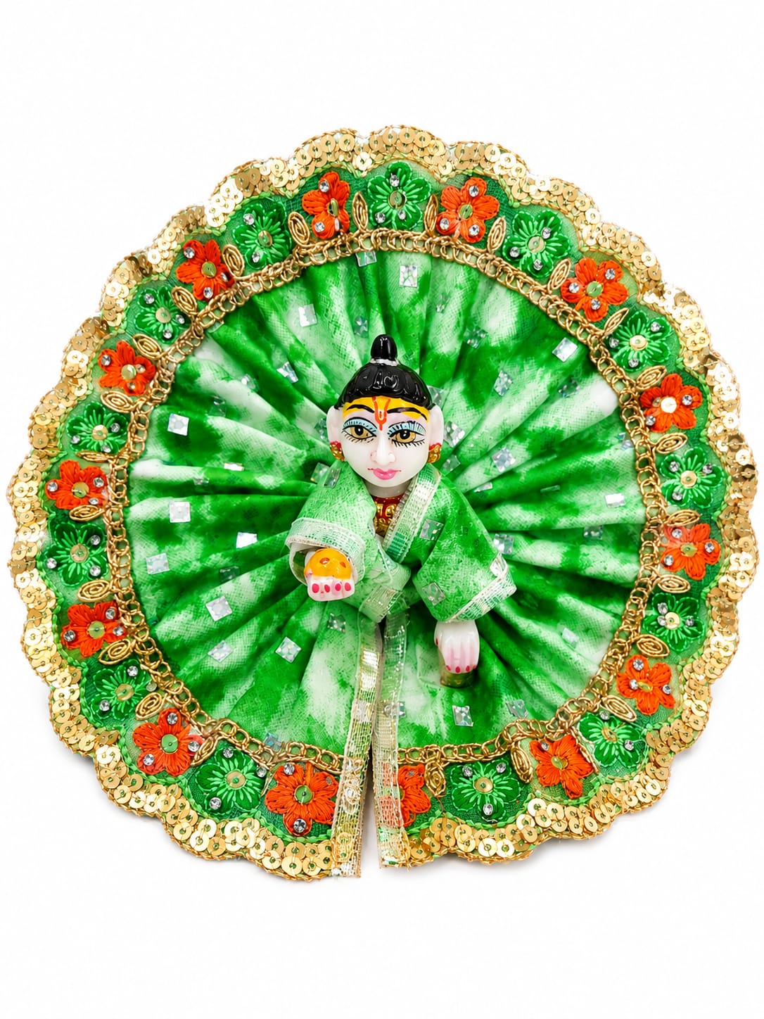 Laddu Gopal Dress Size 4 Number Green Color