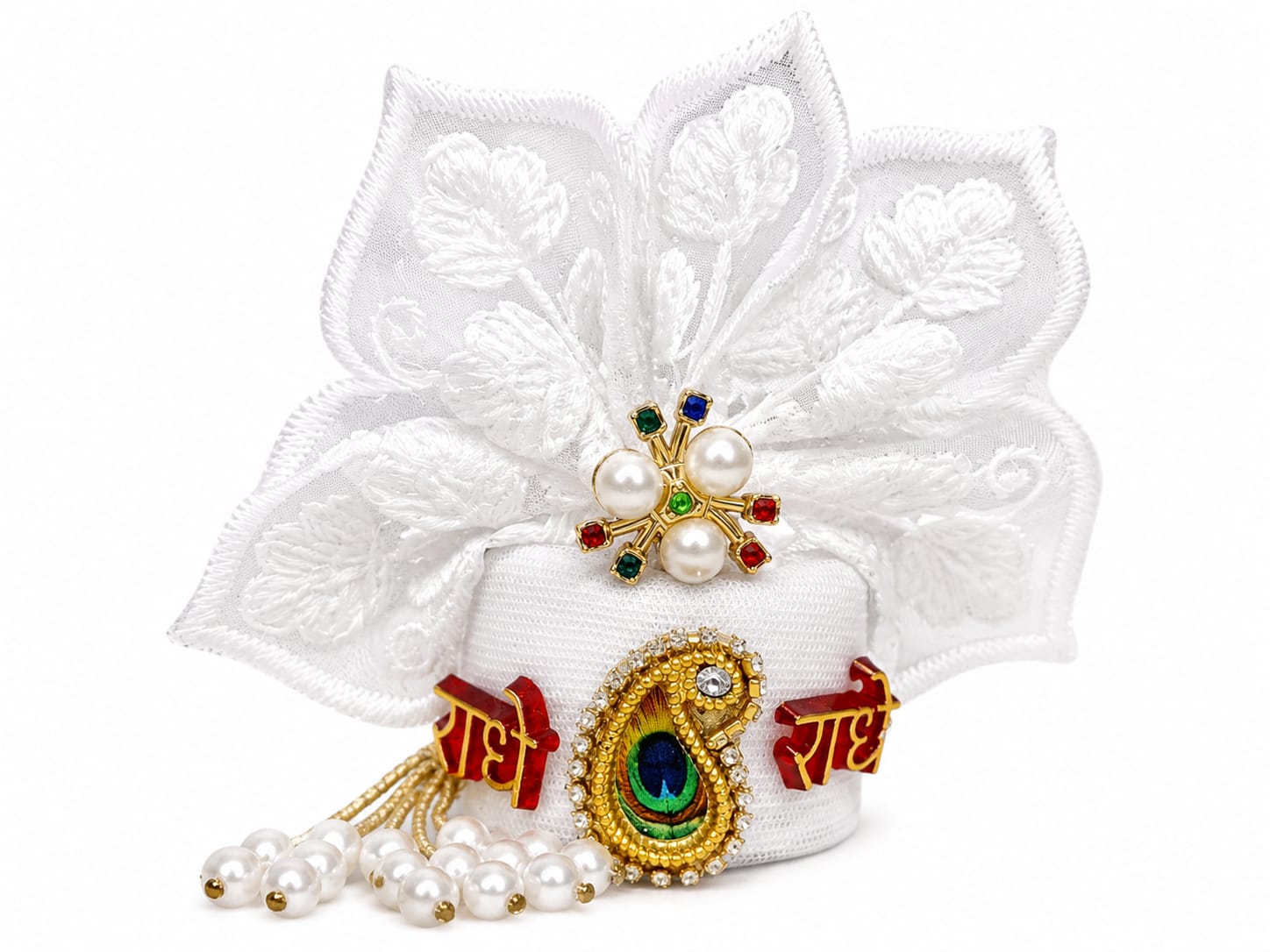 Laddu Gopal White Pagdi Size 4 Number