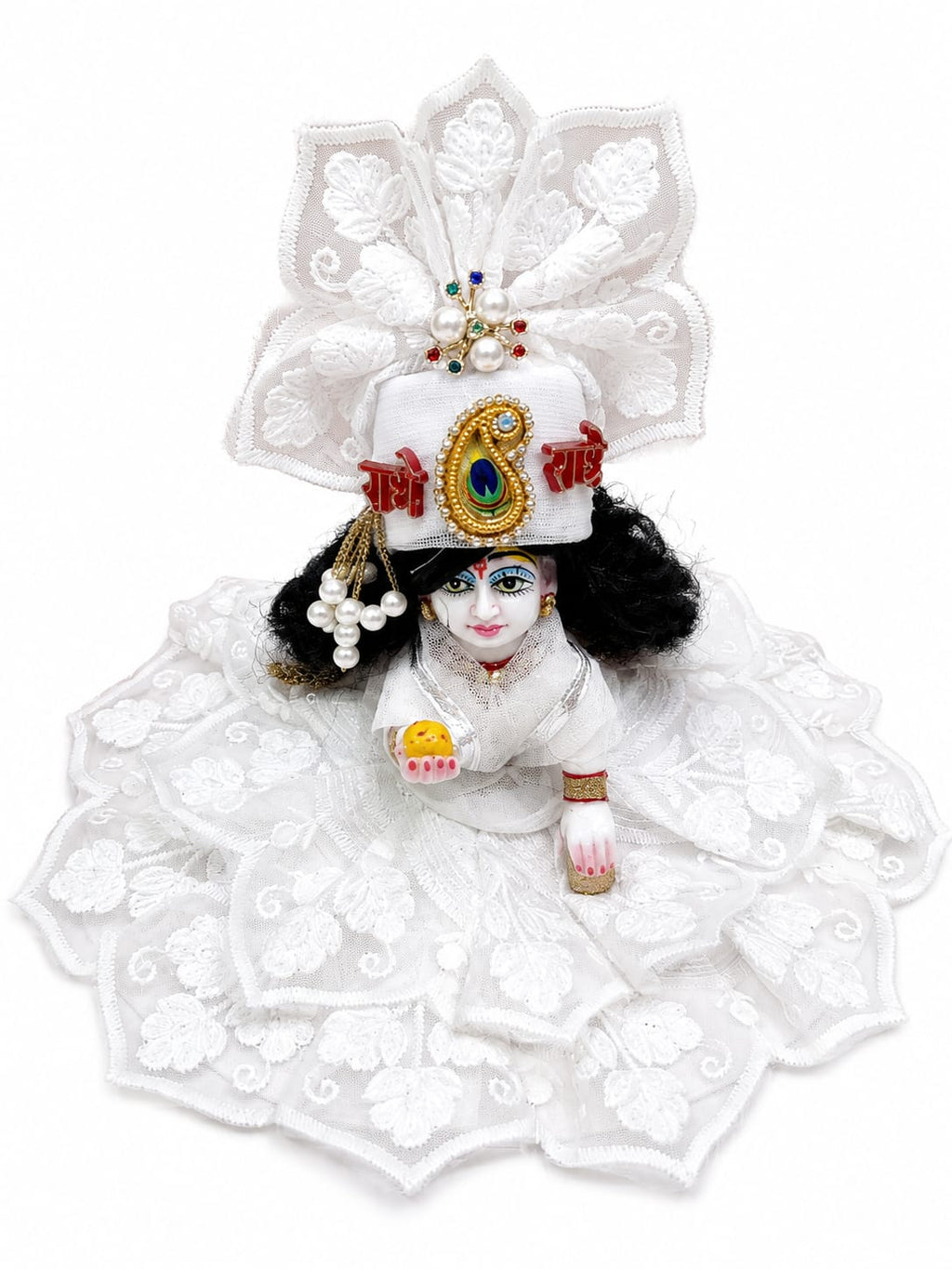 Laddu Gopal Dress with White Pagdi Size 4 Number