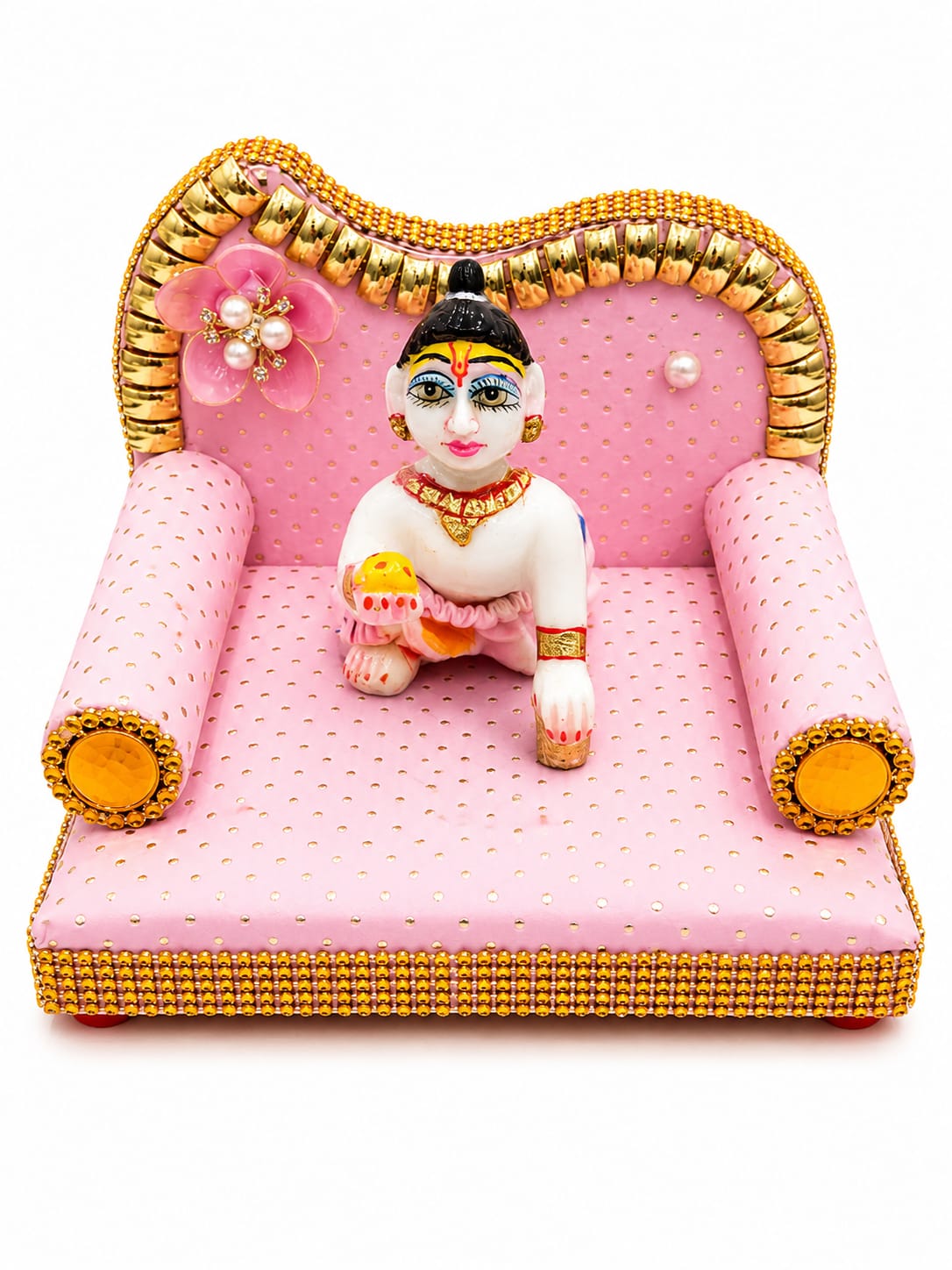Laddu Gopal Singhasan LIght Pink Color