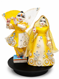 Radha Krishna Heavy Fancy Dress with Hand Stone Work for 9 and 10 Inch Murti - Yellow