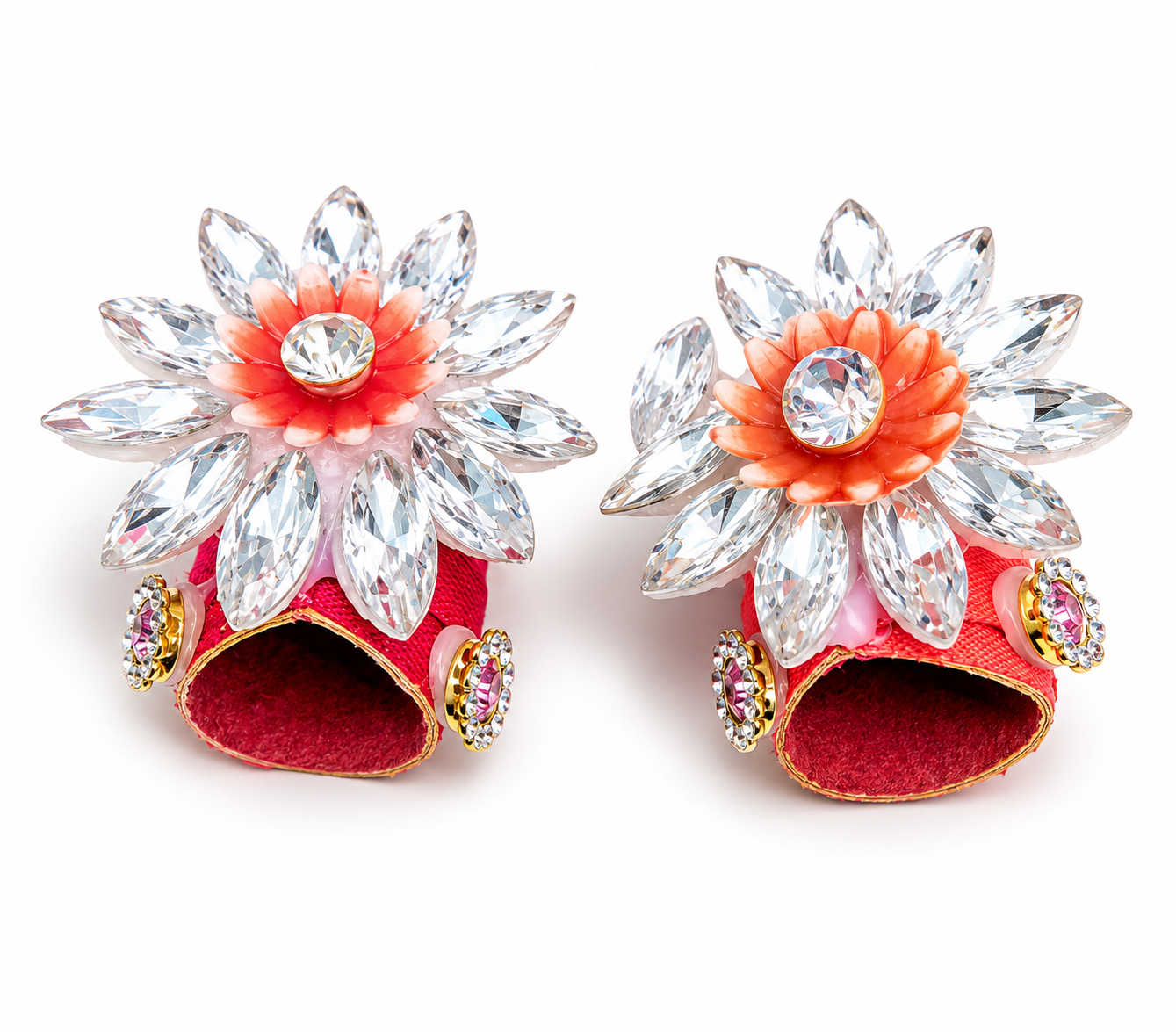 pack of 2 designer pagdi for size 0 laddu gopal ji fancy stone work mukut pagdi set for bal gopal kanha ji premium decorative head dress for thakur ji multicolor 2