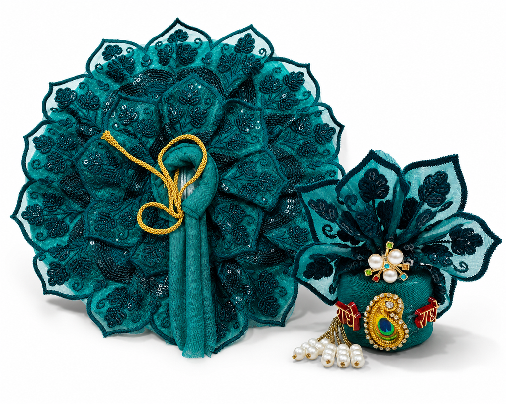 Premium Laddu Gopal Dress Size 5 with Matching Designer Pagdi (Emerald Green)
