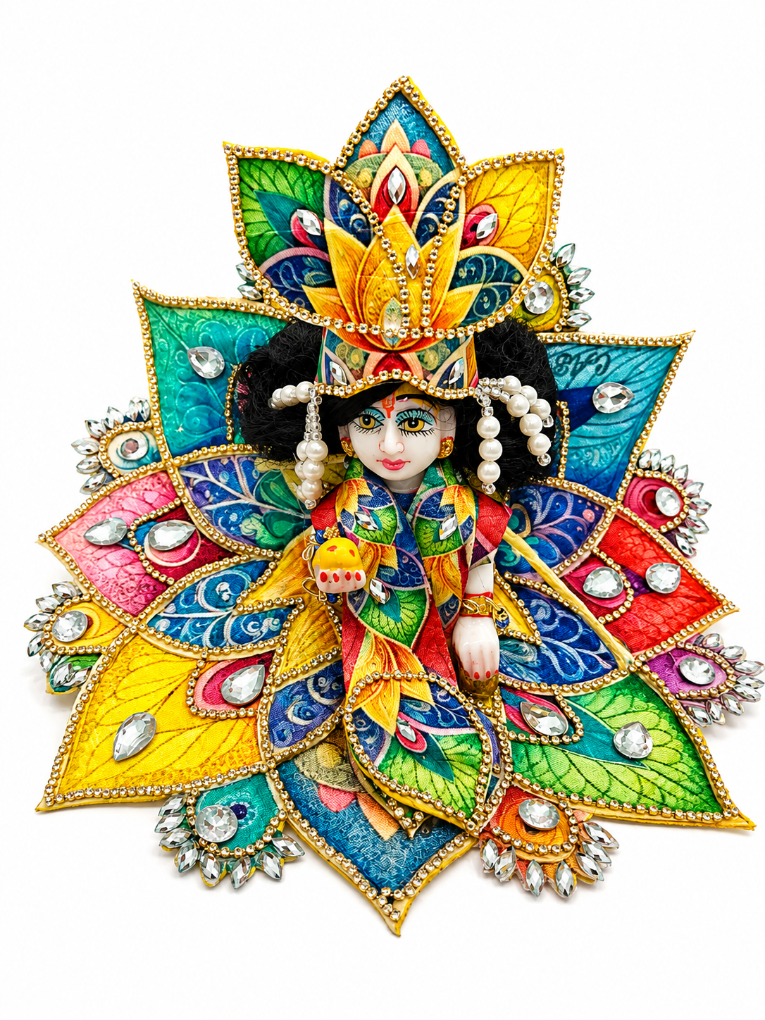 Designer Laddu Gopal Dress Size 4 with Matching Mukut | Premium Stone Work Poshak