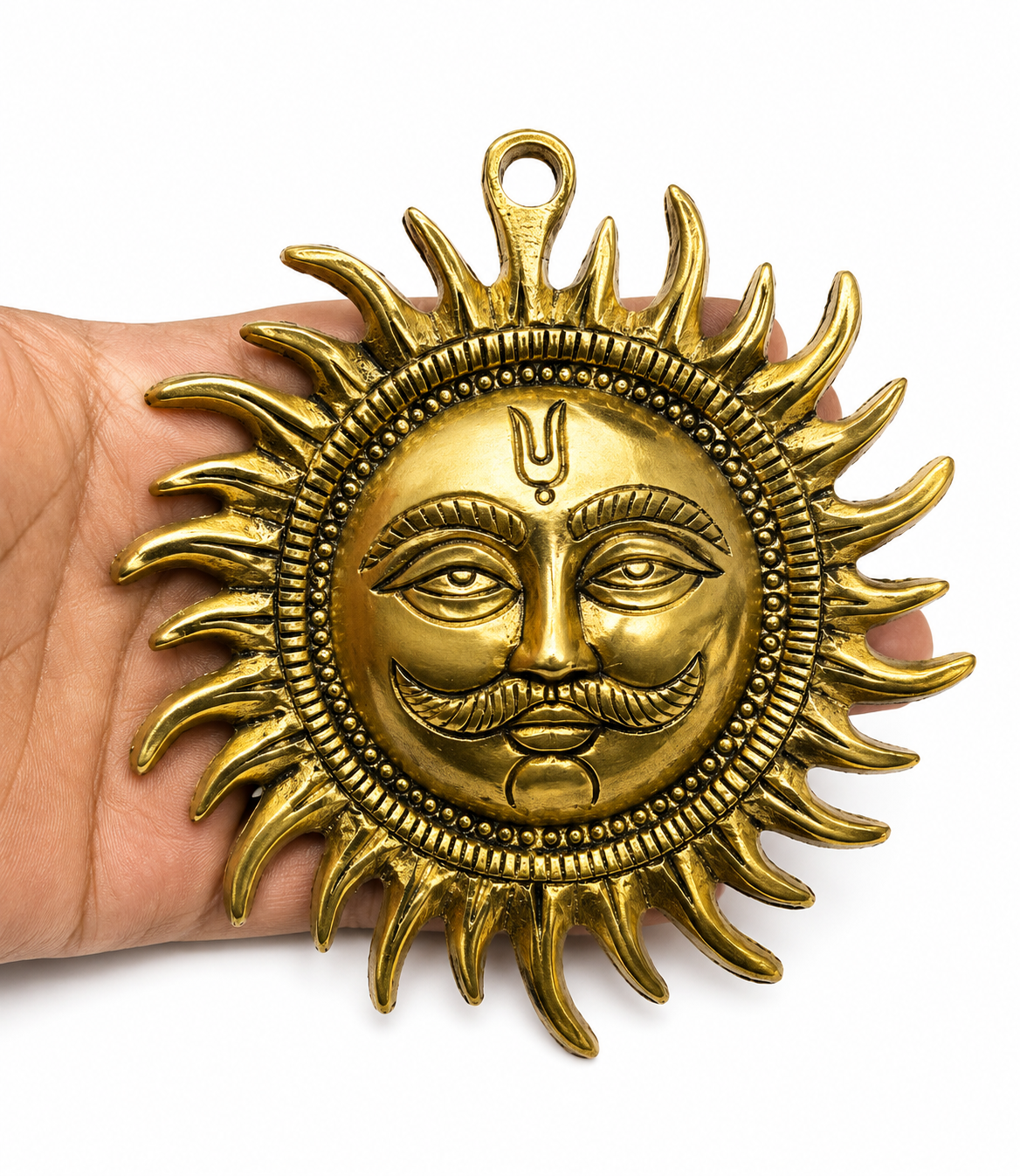 antique brass finish surya face wall hanging vastu sun statue for home entrance and office positivity