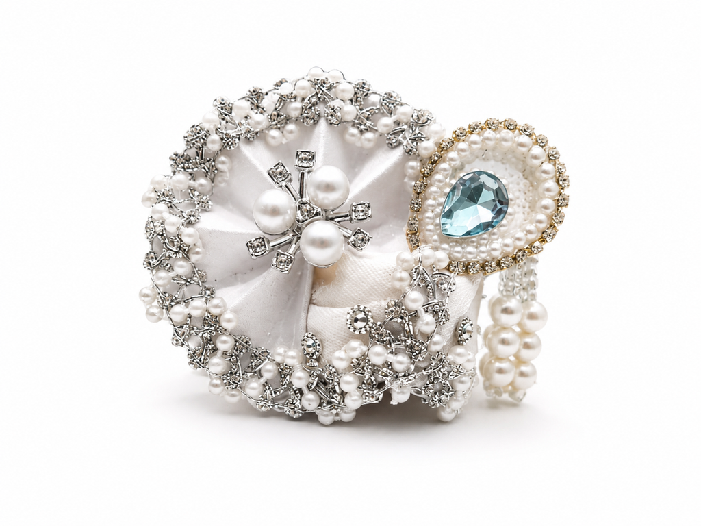 luxury pearl stone laddu gopal pagdi for size 2 kanha ji designer mukut safa for bal gopal premium handmade krishna crown