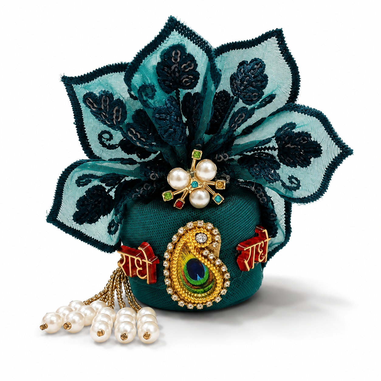 Premium Laddu Gopal Dress Size 5 with Matching Designer Pagdi (Emerald Green)