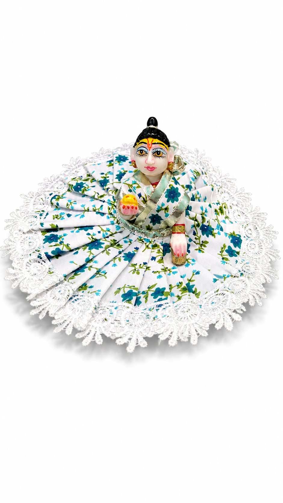 Handcrafted Floral Cotton Laddu Gopal Dress Size 4 (No. 4) with Premium Lace Border | Lightweight Designer Poshak for Bal Gopal Kanha Ji | Available in 6 Colours