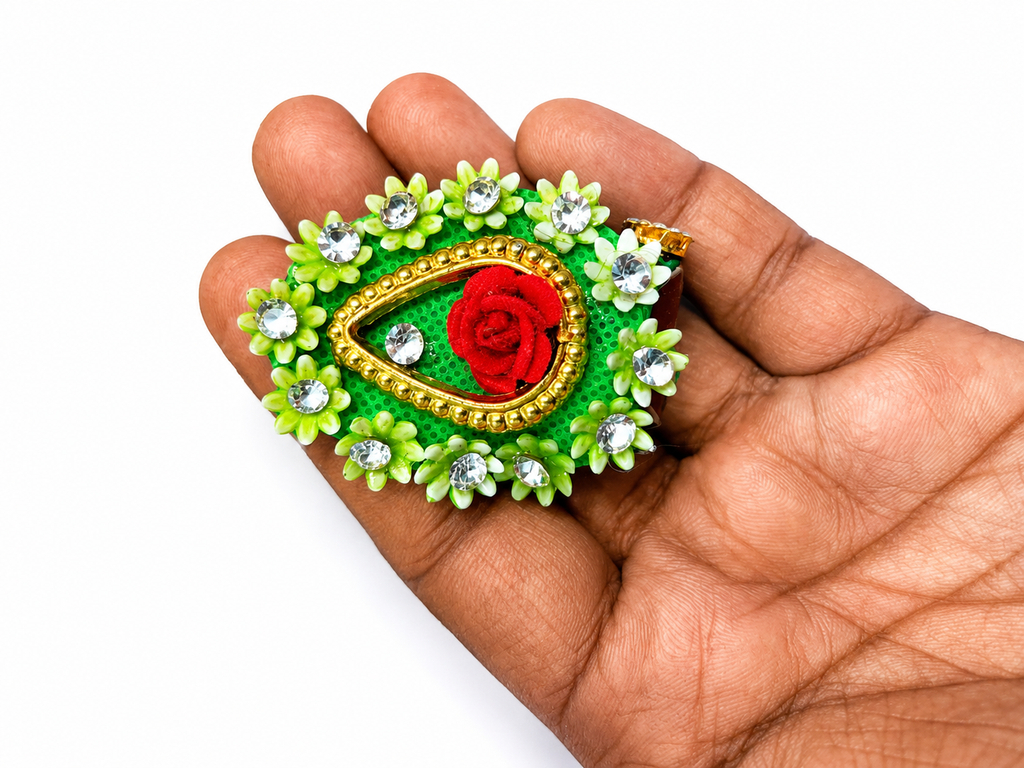 pack of 2 premium fancy pagdi for size 0 laddu gopal ji designer mukut pagdi set with pearl stone work handmade kanha ji shringar accessories 5