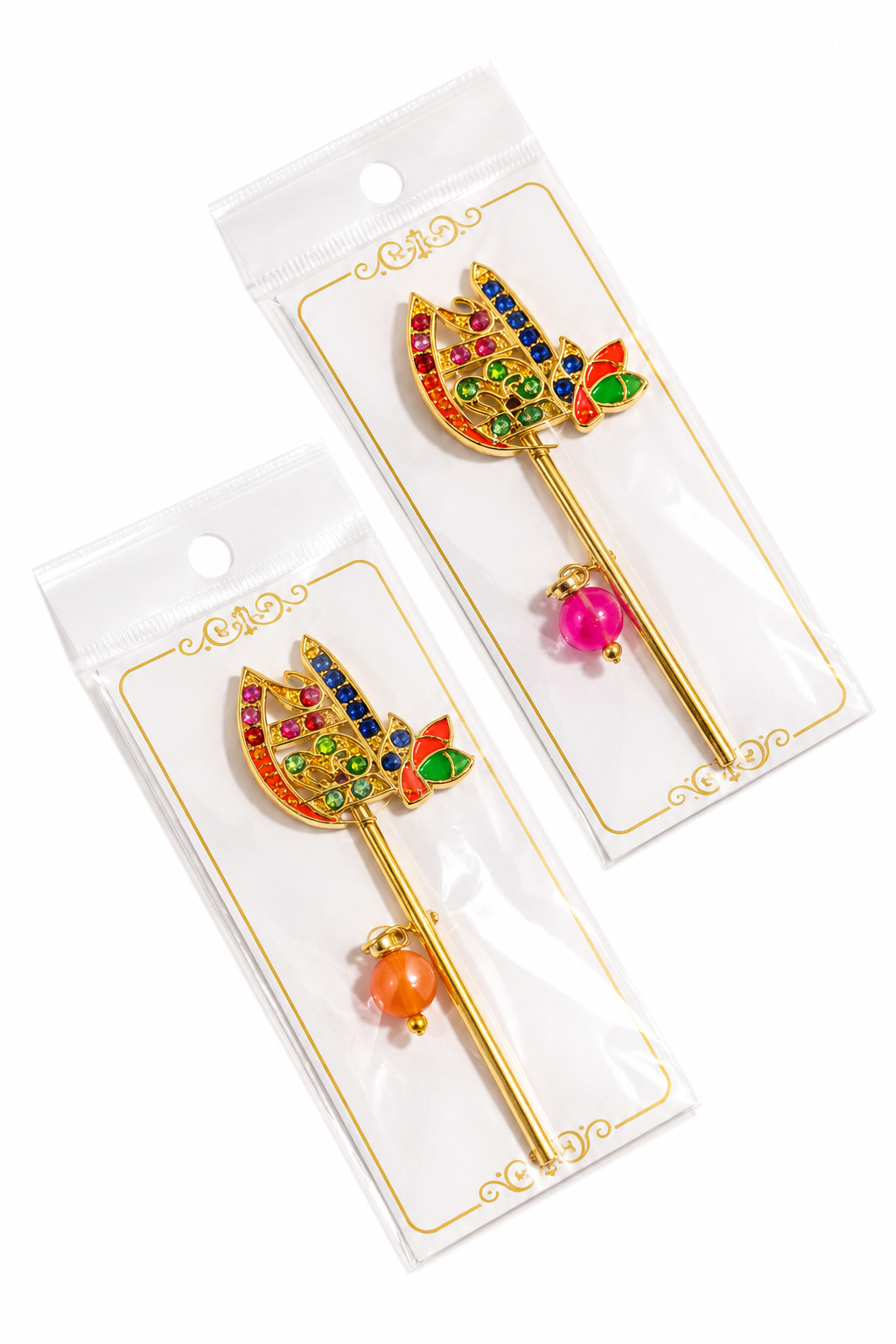 Pack of 2 Radhe Naam Bansuri for Laddu Gopal | Decorative Idol Shringar Bansuri | 2.25 Inch Mini Flute for Kanha Ji & Bal Gopal