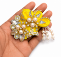premium pearl stone work laddu gopal pagdi red for size 0 handmade designer mukut safa for 1 to 1 5 inch bal gopal idol