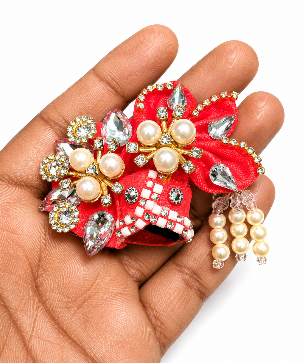 premium sky blue pearl stone work laddu gopal pagdi for size 0 handmade designer mukut safa for 1 to 1 5 inch bal gopal idol 1