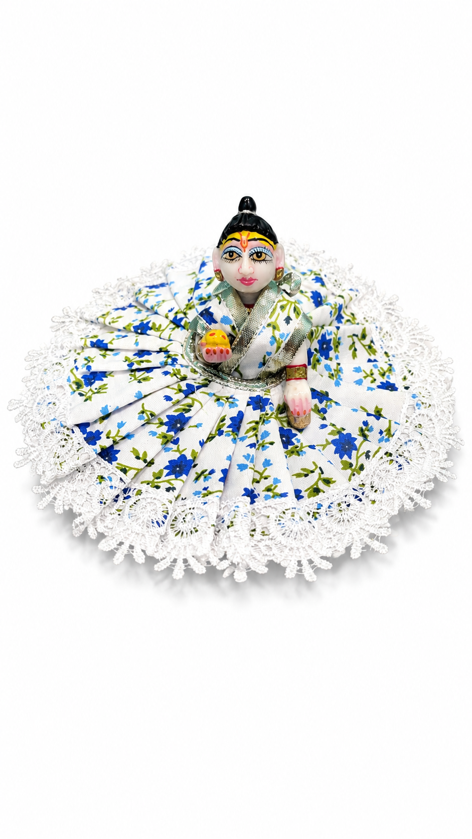 Laddu Gopal JI Cotton Dress Frock Size 4 Number Blue Color