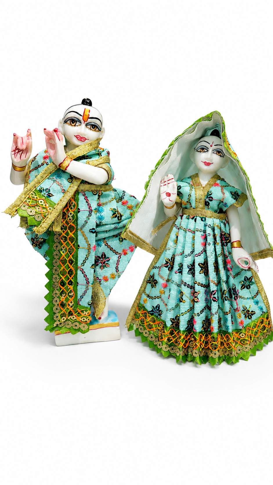 premium handmade radha krishna poshak for 9 inch murti embroidered festival dress set 5