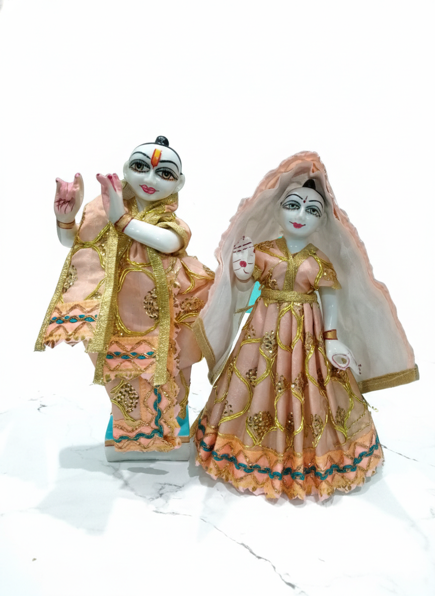 copy 7 8 inch radha krishna summer fancy dress white