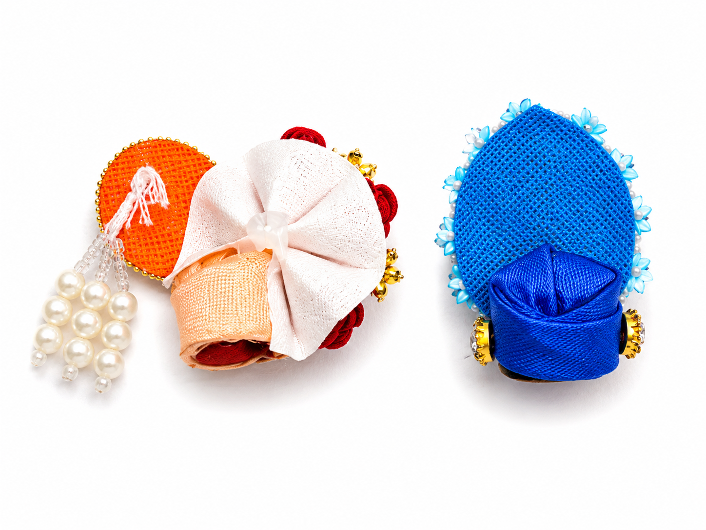 pack of 2 premium fancy pagdi for size 0 laddu gopal ji designer mukut pagdi set with pearl stone work handmade kanha ji shringar accessories 4