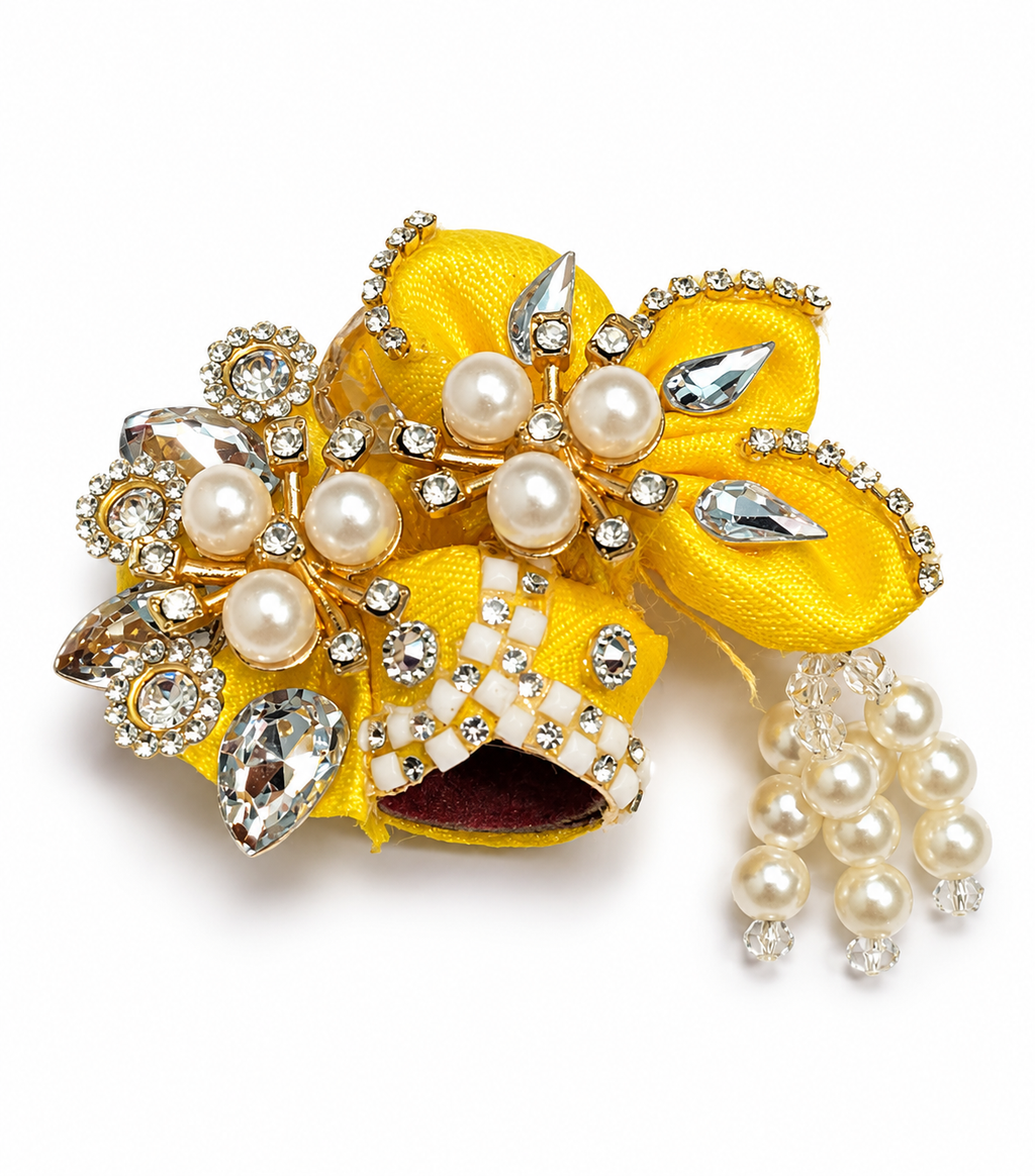 premium pearl stone work laddu gopal pagdi red for size 0 handmade designer mukut safa for 1 to 1 5 inch bal gopal idol