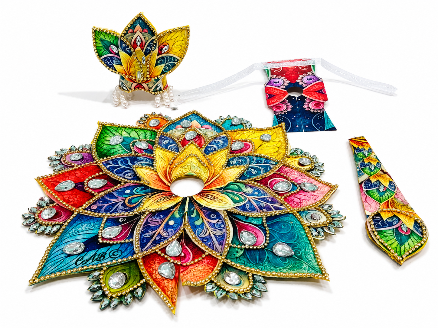 Designer Laddu Gopal Dress Size 4 with Matching Mukut | Premium Stone Work Poshak