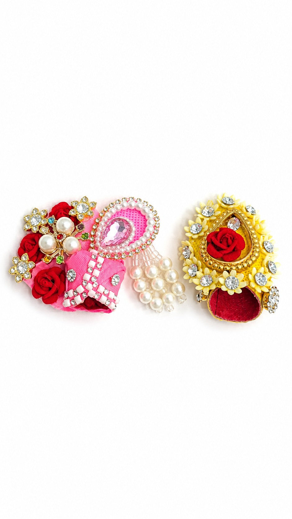 pack of 2 premium fancy pagdi for size 0 laddu gopal ji designer mukut pagdi set with pearl stone work handmade kanha ji shringar accessories