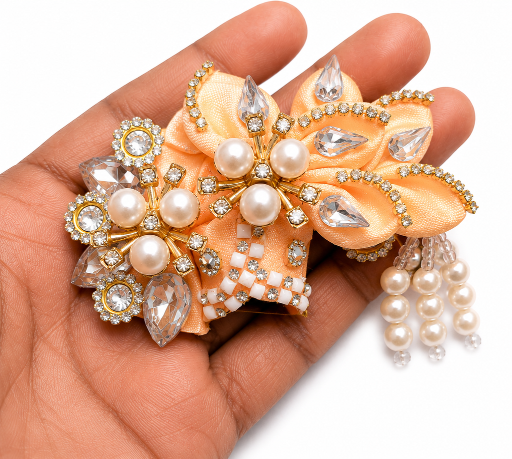 premium pearl stone work laddu gopal pagdi light pink for size 0 handmade designer mukut safa for 1 to 1 5 inch bal gopal idol