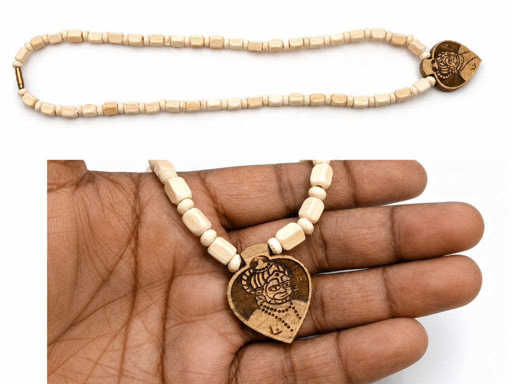 premium hanuman ji pendant tulsi kanthi mala for men women single round wooden beads necklace spiritual bhakti mala for daily wear