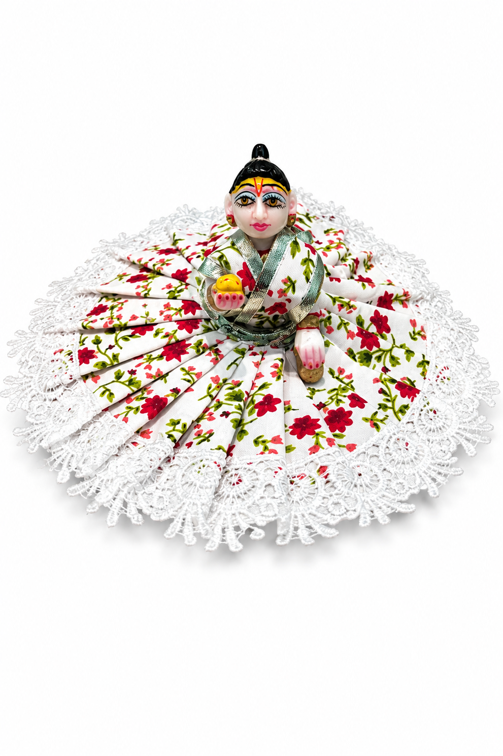 Laddu Gopal JI Cotton Dress Frock Size 4 Number Red Color