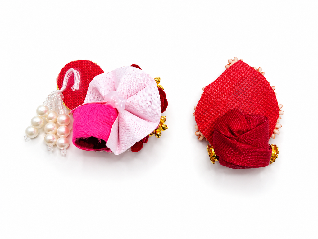 pack of 2 premium fancy pagdi for size 0 laddu gopal ji designer mukut pagdi set with pearl stone work handmade kanha ji shringar accessories 1